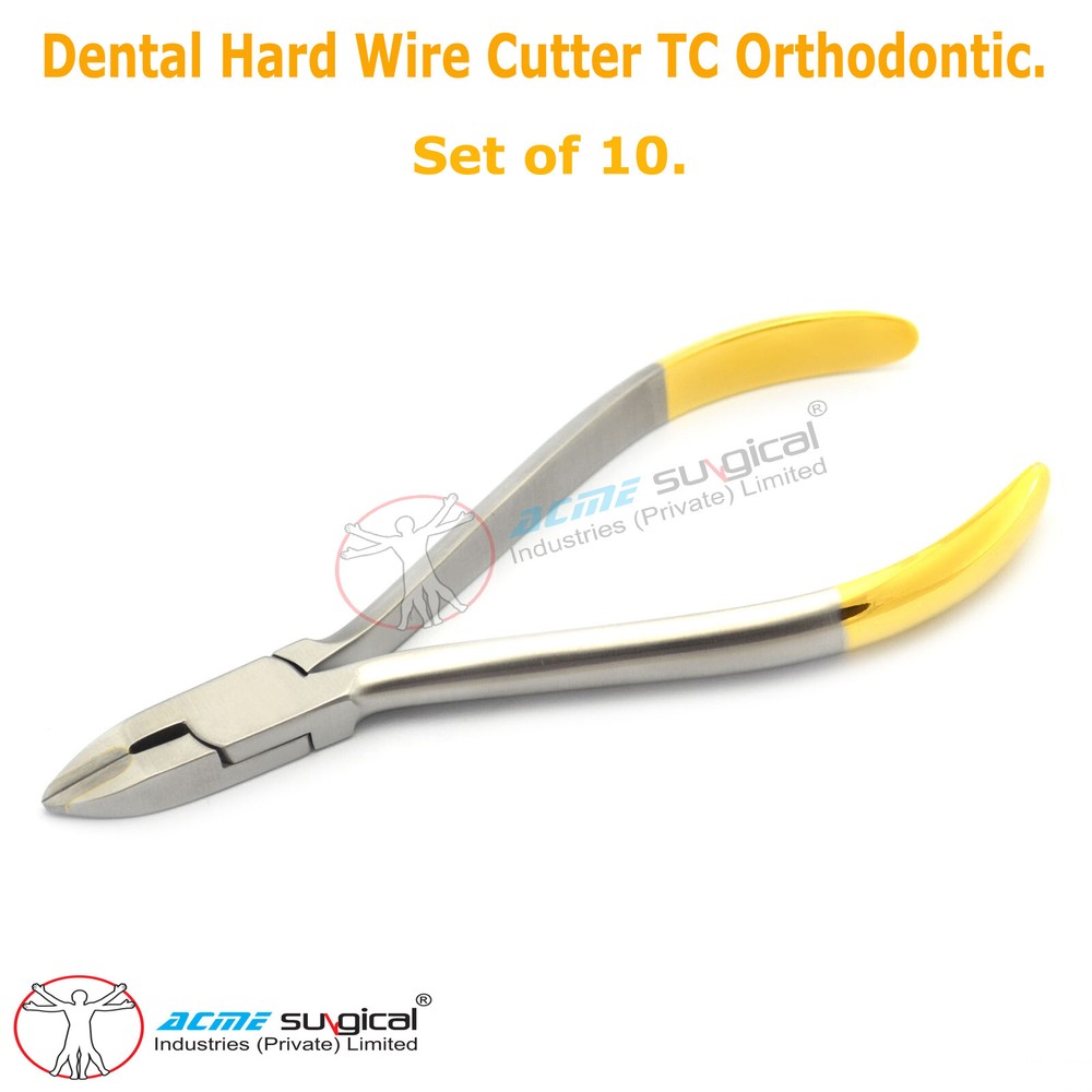 10PCs Dental Orthodontic Pliers, Hard Wire Cutter 13cm, TC/Gold,Prime Steel,New