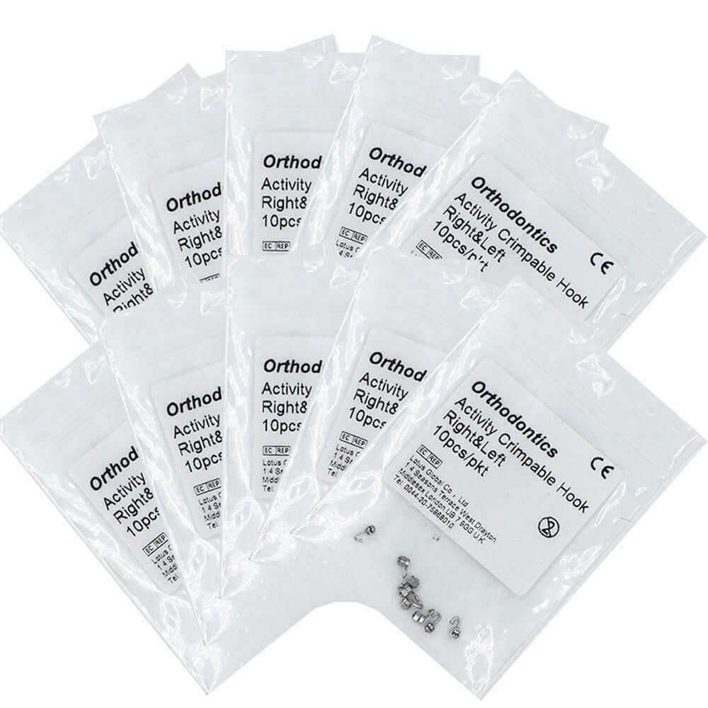 New 5-100 packs Dental Orthodontic Activity Crimpable Hook Right&Left 10pcs/pack