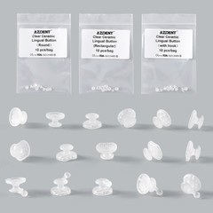 AZDENT Dental Ortho Composite Clear Ceramic Lingual Buttons for Round Base
