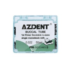 AZDENT Dental Orthodontic Metal Inblock Non-Convertible1st Buccal Tube Roth 022