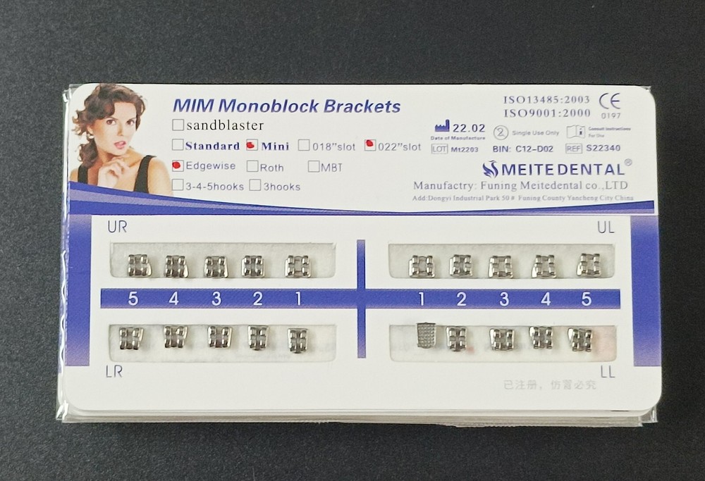 10Sets Dental Orthodontics MIM Monoblock Brackets Mini Edgewise 022 no hooks