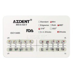 10 X Dental Orthodontic Bracket Braces Metal Mini MBT Slot.018 Hooks 3 AZDENT