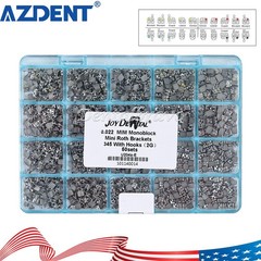 AZDENT Dental Orthodontic MIM Monoblock Brackets Braces Mini Roth 022 Hook 345