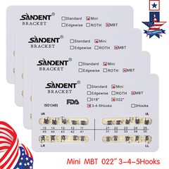 10X Dental Orthodontic Metal Brackets Braces Mini MBT Slot.022 345 Hooks ARCH