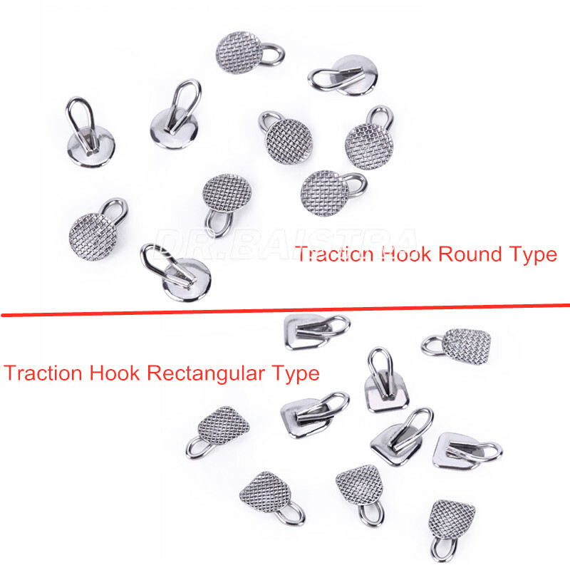 Dental Orthodontic Lingual Buttons with Traction Hook Rectangular /Round Type