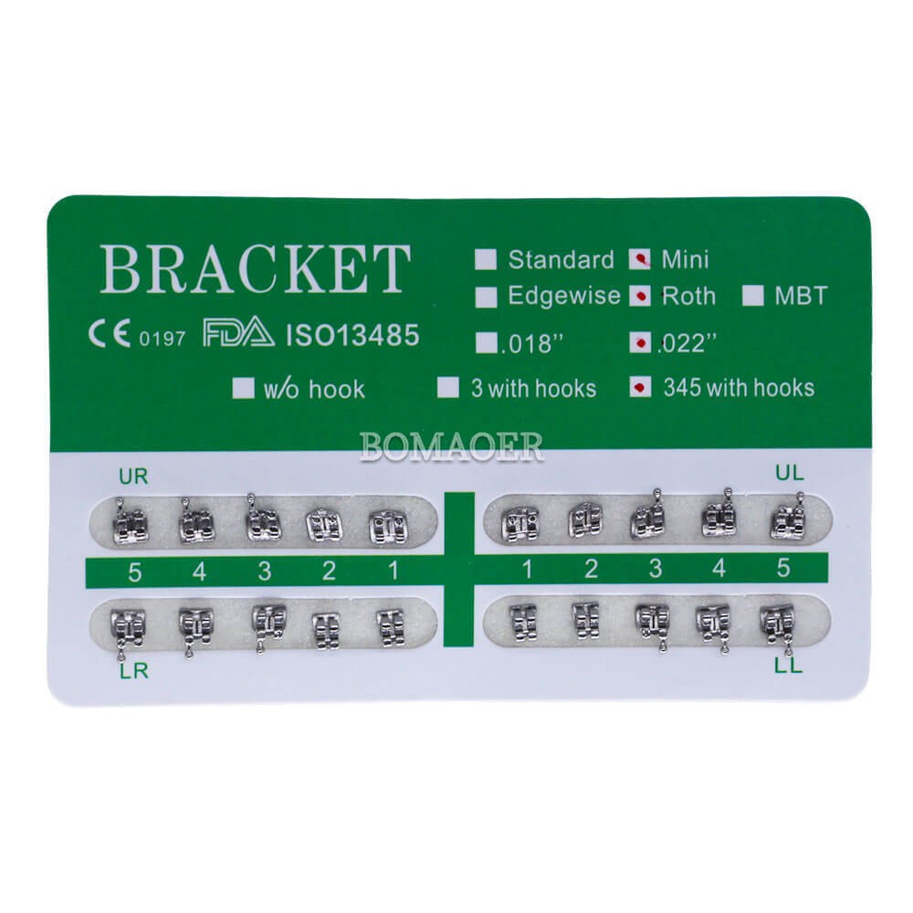 1-100×Dental 20Pcs/kit Monoblock Metal Bracket Brace Mini Roth 022 345 Hooks