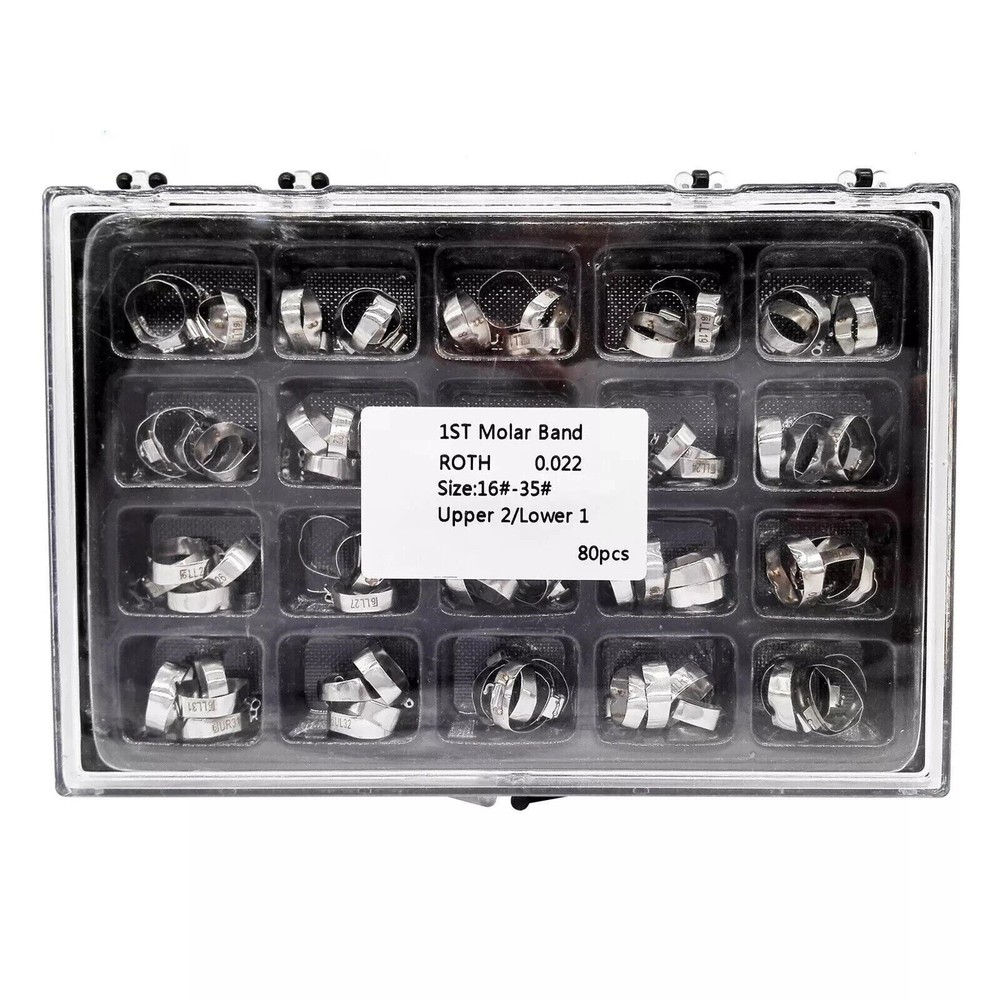 80 Pcs/Box Dental Orthodontic 16#-35# Buccal Tubes 1st Molar Bands 022 U2/L1