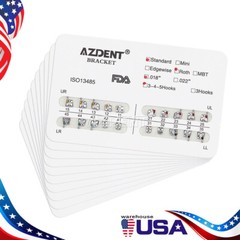 10X Dental Orthodontic Brackets Braces Metal Standard Roth .018 Hooks 3 4 5 FDA