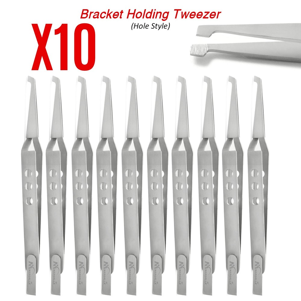New Ortho Bracket Tweezers Hole Grip Reverse Action Bonding Holding Placer 10Pcs
