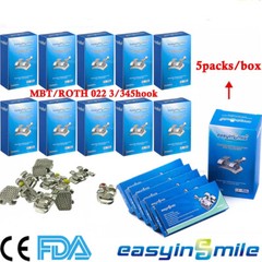 5/50Pks Orthodontic Brackets MBT/Roth 022 3/3-4-5 Hooks Dental Metal Mini Braces