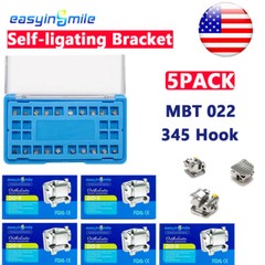 5Pack Dental Metal Self-Ligating Brackets Orthodontic Braces MBT.022 345/3 Hooks