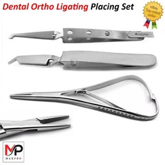 Orthodontic Ligating Set 3pcs Dental Tools Mathieu Needle Holder Bracket Tweezer