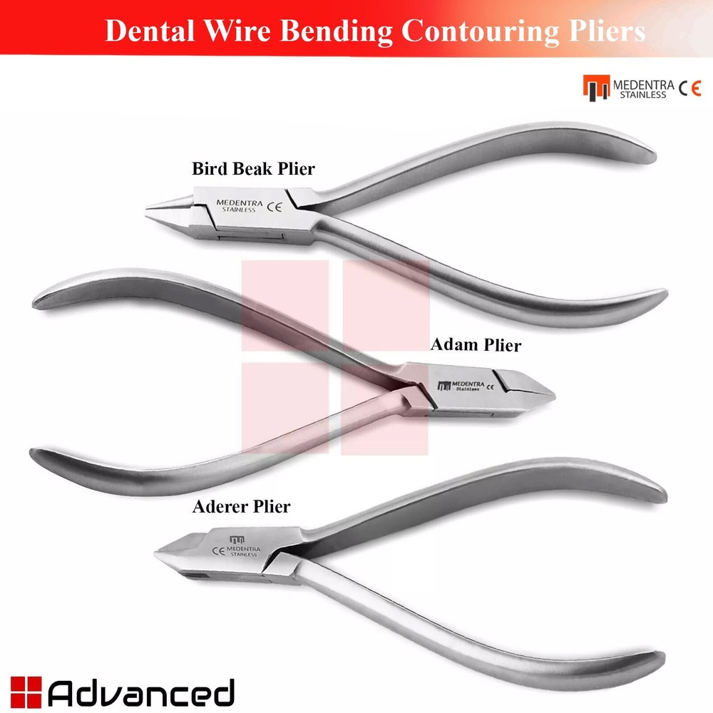 3 Pcs Orthodontic Wire Bending Pliers Set Bird Beak Adam Aderer Pliers