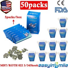 50Pks Dental Metal Braces MBT/Roth 022 018 Orthodontic Bracket 3/345Hook Braces