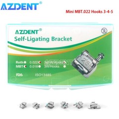 AZDENT Dental Ortho Self-Ligating Brackets Braces Mini MBT.022 Hooks 3 4 5 24pcs