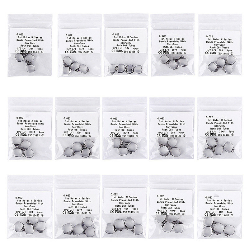 Dental 1st Molar Bands 29-43# Prewelded Conve Roth.022 U2/L1 Buccal Tubes