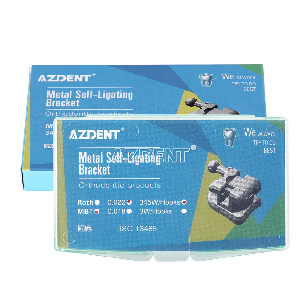 AZDENT Dental Orthodontic Brackets Self-Ligating MIM Mini MBT.022 Hooks 345 USA