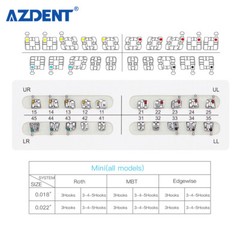 AZDENT Dental Orthodontic Metal Brackets Braces Mini Roth Slot.022 Hooks 3-4-5