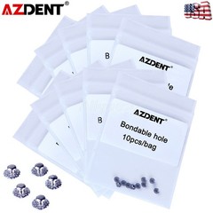 10X AZDENT Dental Orthodontic Lingual Buttons Bondable Round Mesh Base with Hole