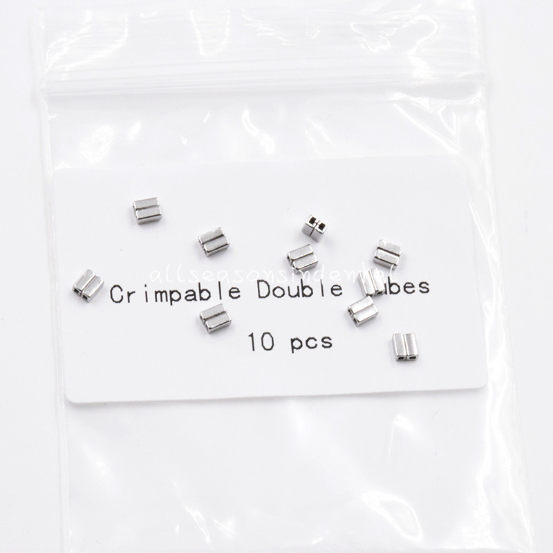 10 Pcs Dental Orthodontic Crimpable Hooks Crimpable Twin Double Tubes