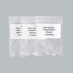 10 Pcs/Pack Dental Ortho Ceramic Clear Lingual Button Bondable Rectangular Base