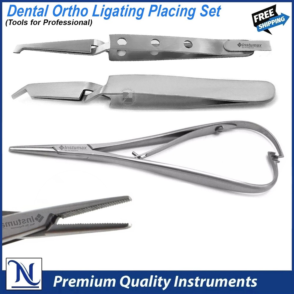 Orthodontic Ligating Set – Mathieu Needle Holder + Bracket Holding Tweezers 3Pcs