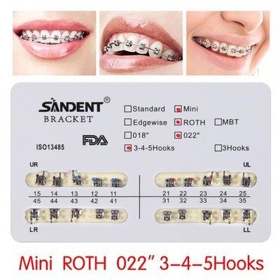 5packs Dental Metal Brackets braces mini Roth 022 Hooks 345 #2 Orthodontic