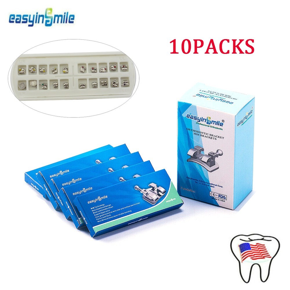 10PacksDental Orthodontic Brackets MBT Metal Braces Brackets Mini Roth 022