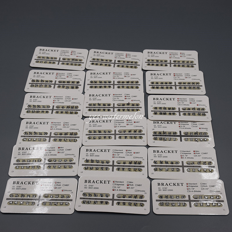 10 Packs Dental Orthodontic Metal Brackets Braces Mini/Standard 018/022Slot Hook