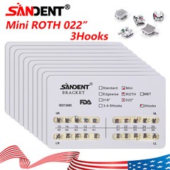 200Pcs Dental Orthodontic Braces Bracket Mini Roth 022″Slot 3 Hooks 10 Packs