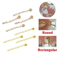 Dental Ortho Traction Chain Gold Plated Lingual Buttons Round/Rectangle