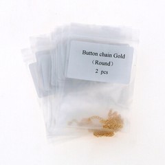Dental Orthodontic Traction Rectangular Round 18K Gold Plated Buttons With Chain