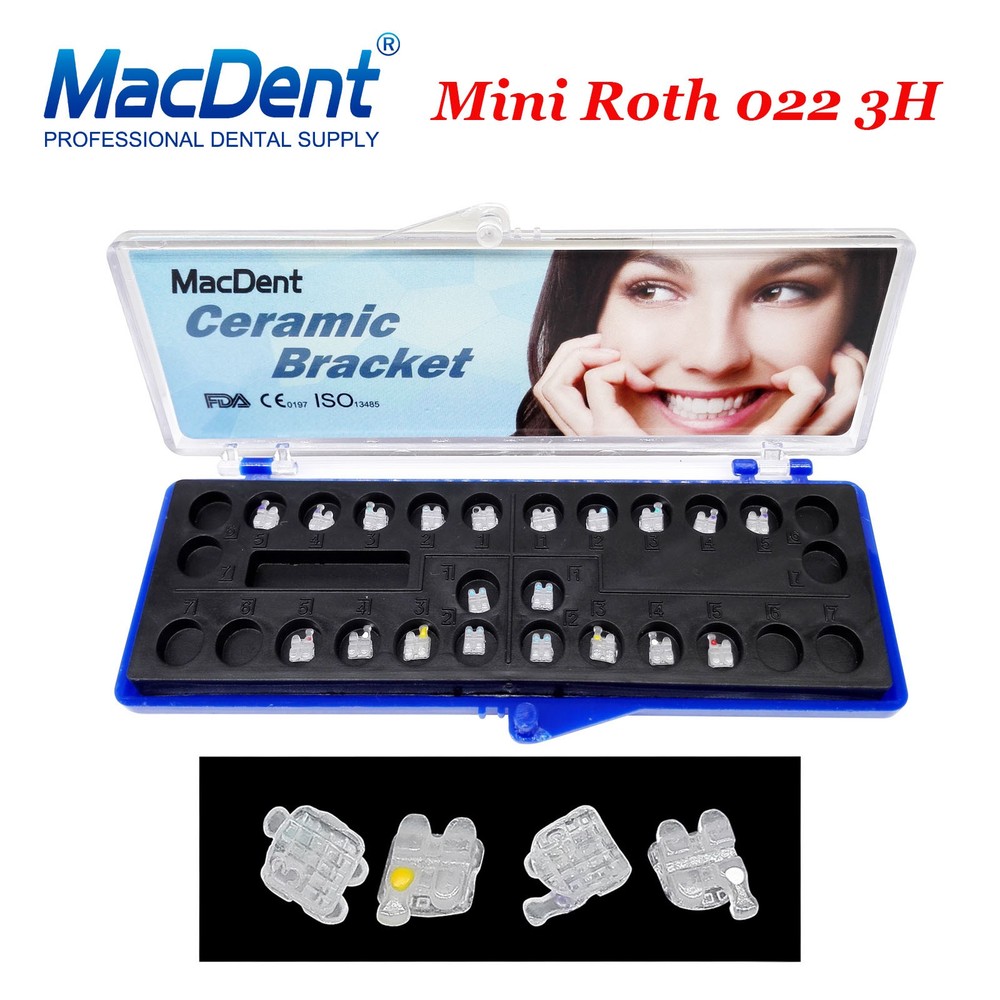 20Pcs Dental Orthodontic Ceramic Brackets clear Braces Roth/MBT 022 Hooks 3-4-5