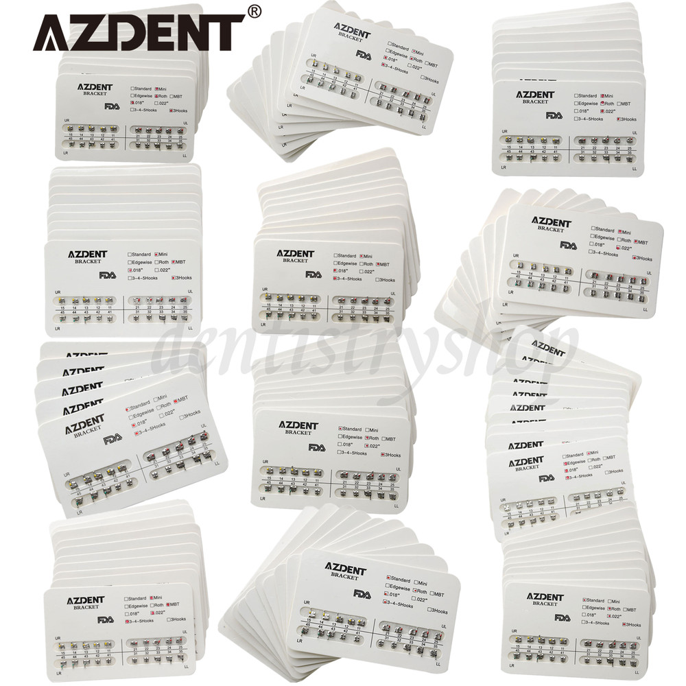 AZDENT Dental Orthodontic Bracket Braces Mini Roth Standard Edgewise MBT 022 018