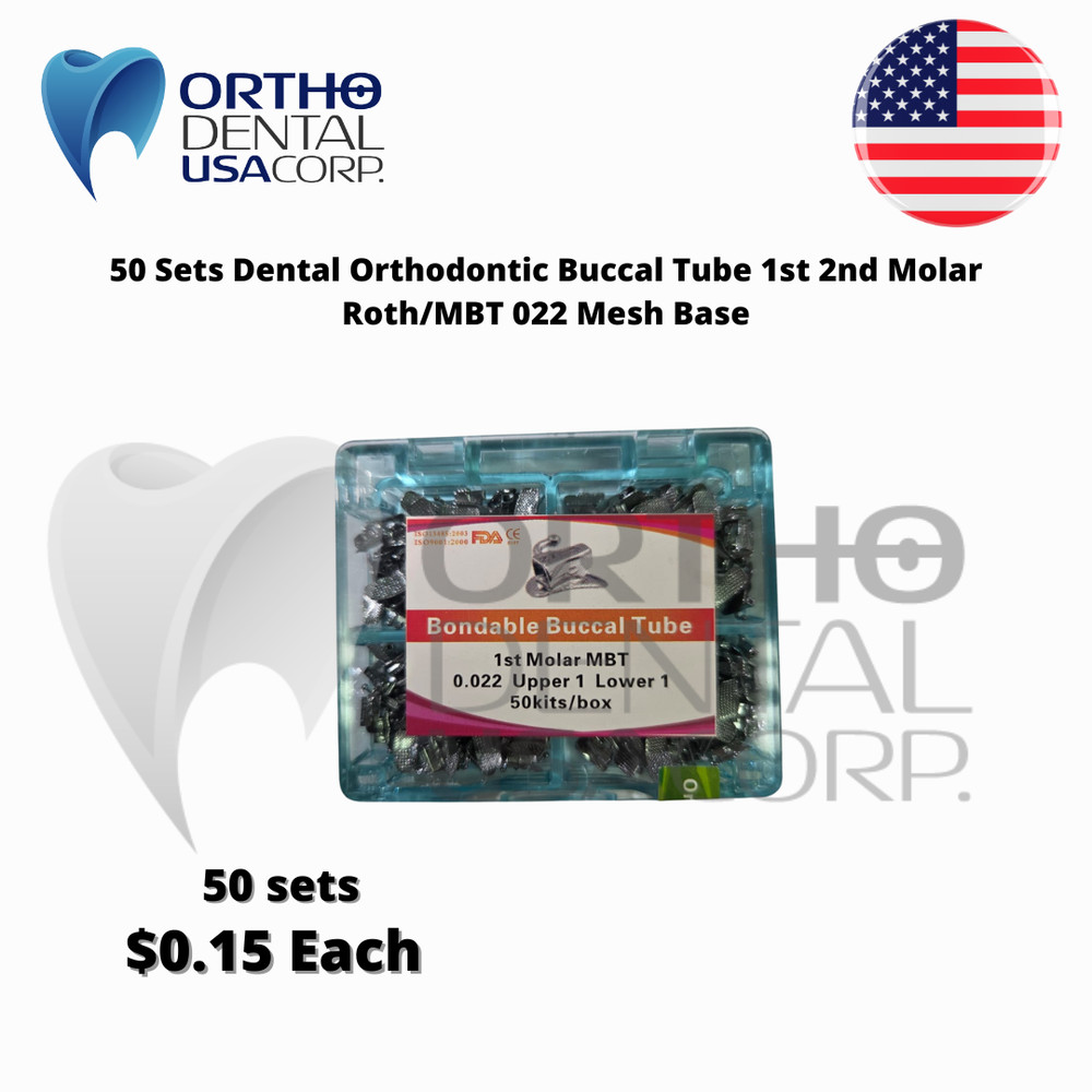 50 Sets 200 Dental Orthodontic Buccal Tube 1st 2nd Molar Roth/MBT 022′ Usa