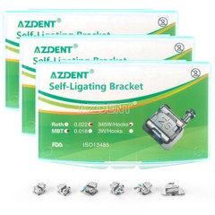 3X Brackets de autoligado pasivo ortodoncia dental Mini MBT .022 Ganchos 345
