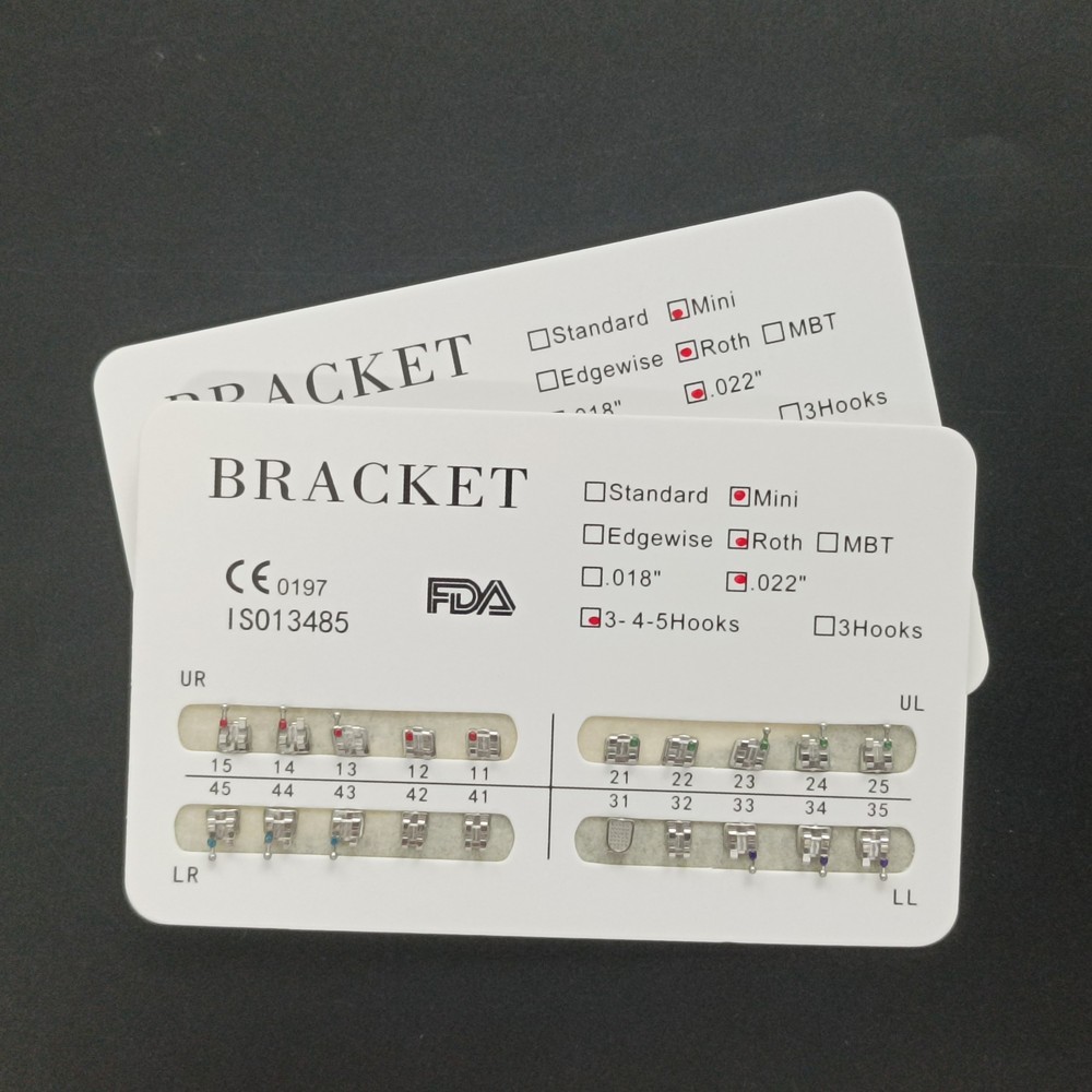 100 Sets Dental Orthodontic Metal Brackets MIM Monoblock Mini Roth 022 345 hooks