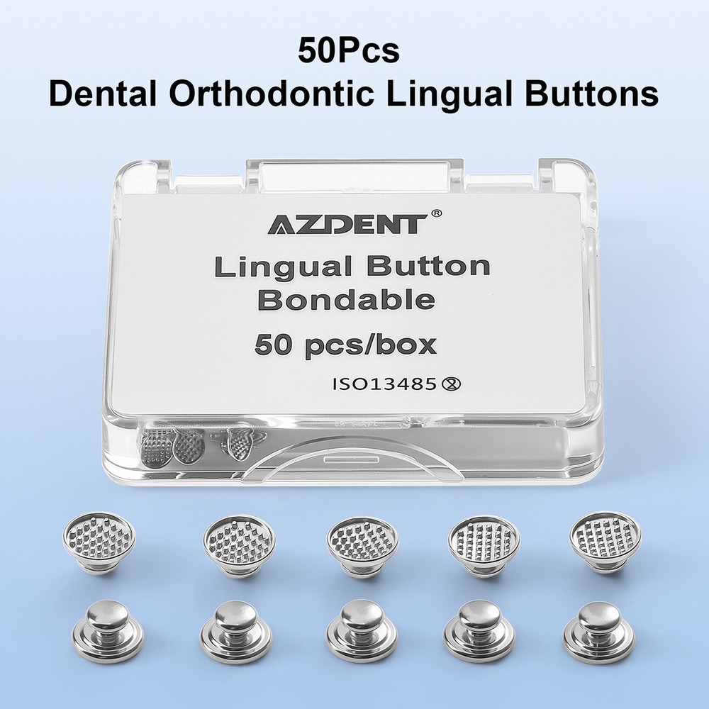 50pcs Dental Orthodontic Lingual Buttons Bondable Round Monoblock/Mesh Base
