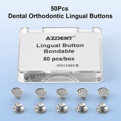 50pcs Dental Orthodontic Lingual Buttons Bondable Round Monoblock/Mesh Base