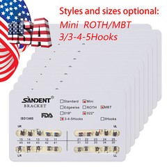 SANDENT 10 Packs Orthodontic Dental Brackets Braces Mini Roth MBT.022 Hooks FDA