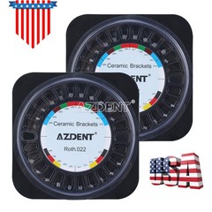AZDENT Dental Orthodontic Clear Ceramic Brackets Braces 5*5 Roth 022 Hooks 345