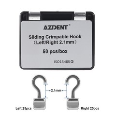 50pcs Dental Ortho Sliding Crimpable Hooks Long Right/Left Curved Crimpable Hook