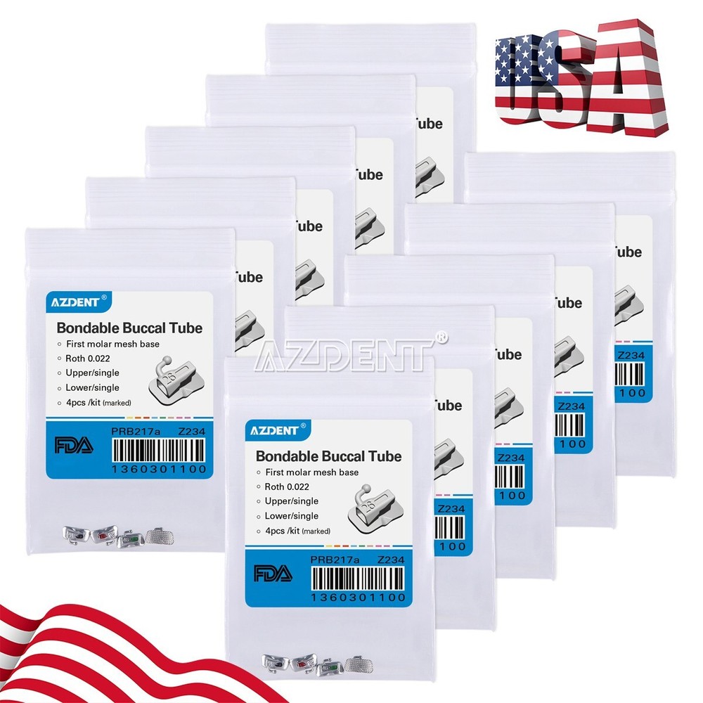 100X Dental Orthodontic Buccal Tubes 1st Molar Roth.022 Bondable Tube Laser Mark