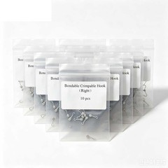 10 Pieces Bondable Sliding Crimpable Hook Long Curved 10Pcs pack Left Right