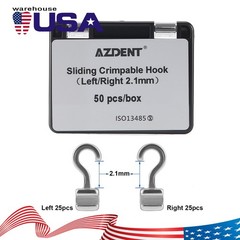 50pcs AZDENT Dental Ortho Sliding Crimpable Hooks 2.1/3.1/5.4mm Fix Arch Wires
