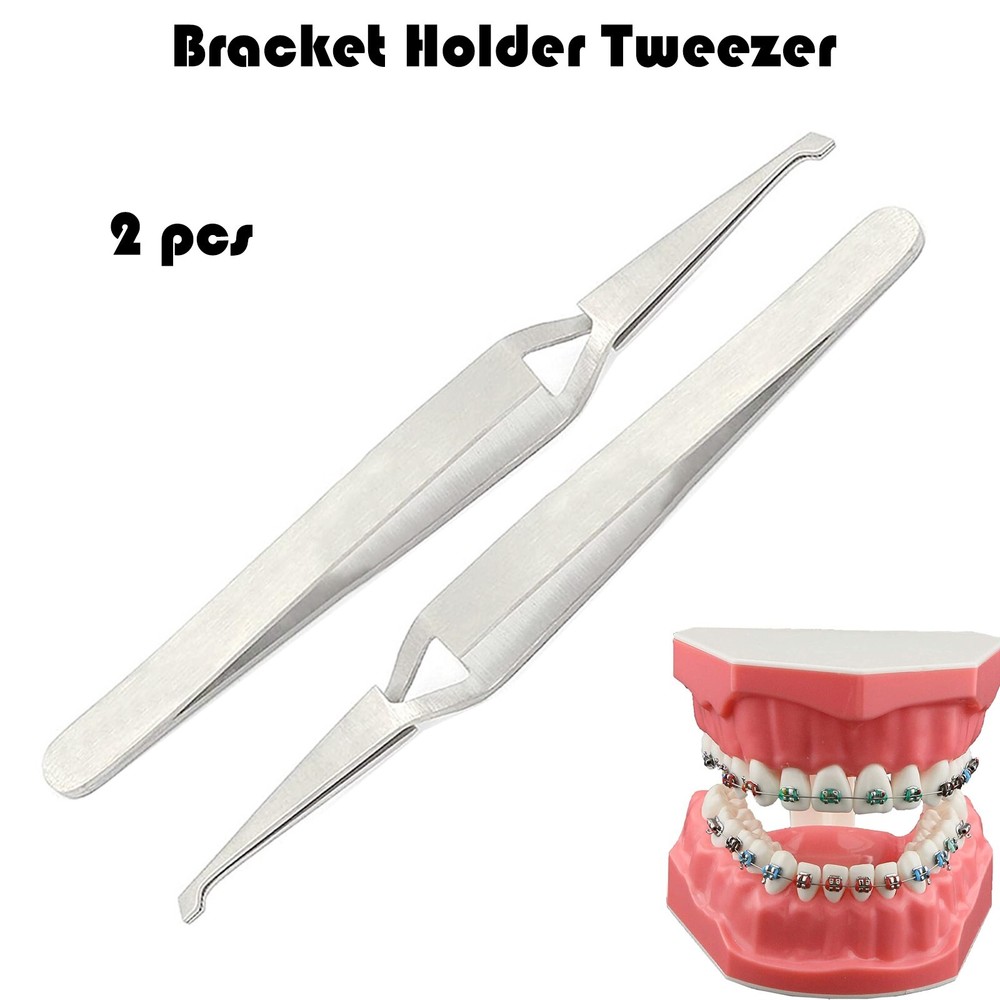 AAPRO 2 PC Dental Direct BondING Bracket Holder Fine Tip Positioning Tweezers
