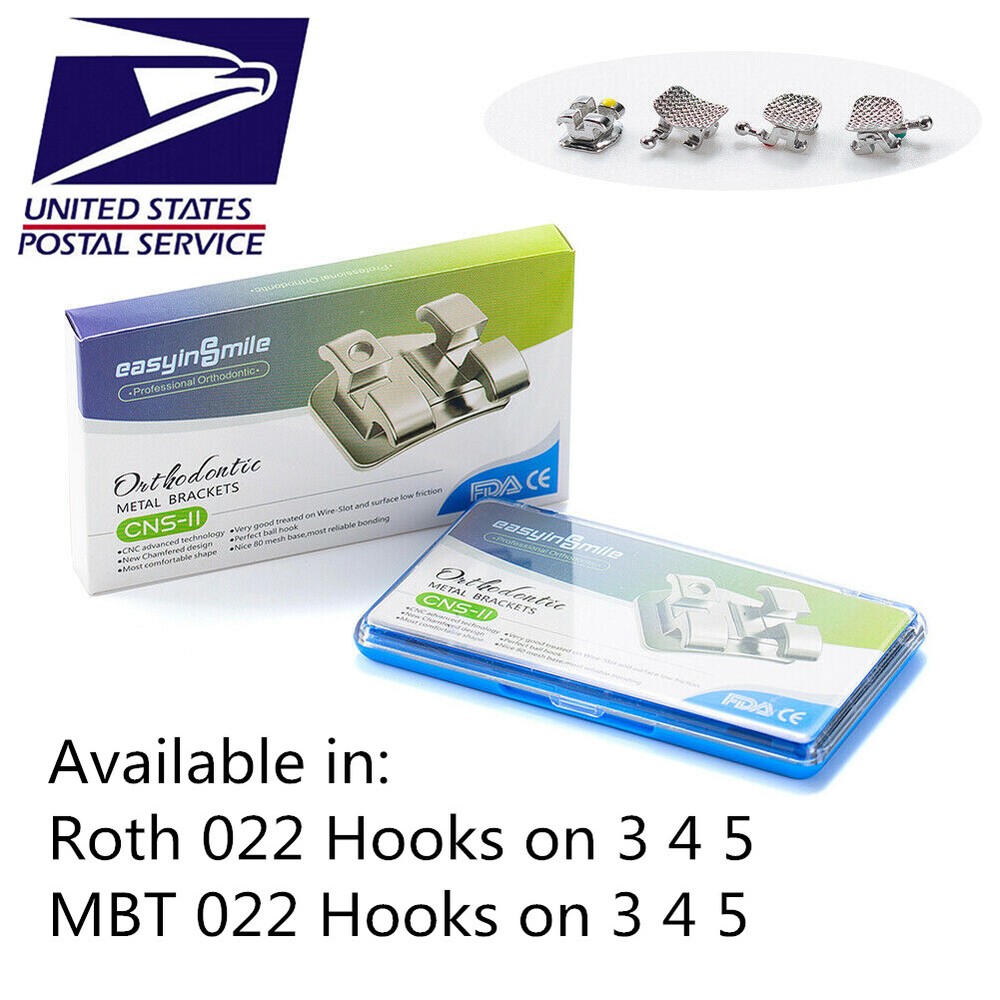 Easyinsmile Dental Orthodontic MINI Metal Brackets Roth/MBT 022 Hook 345 Braces