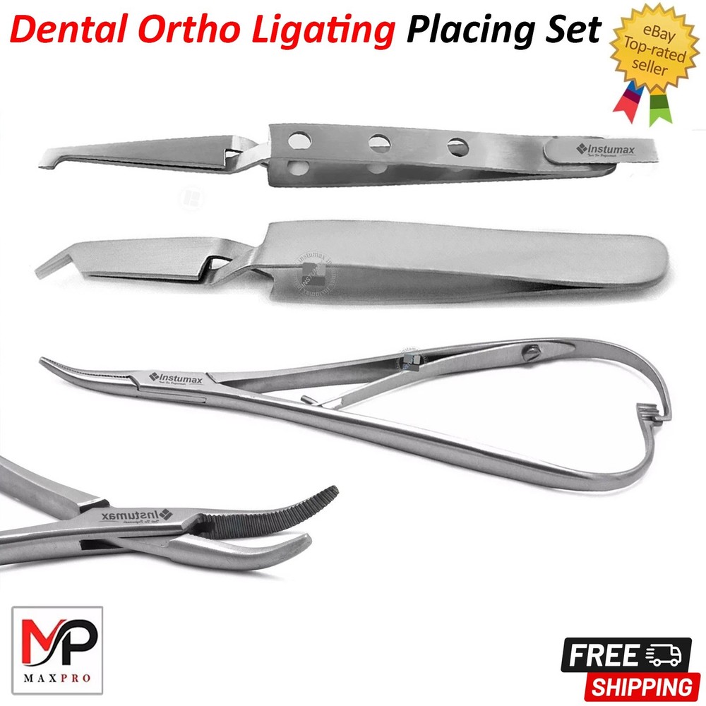 Orthodontic Ligating Set 3pcs Dental Tools Mathieu Needle Holder Bracket Tweezer