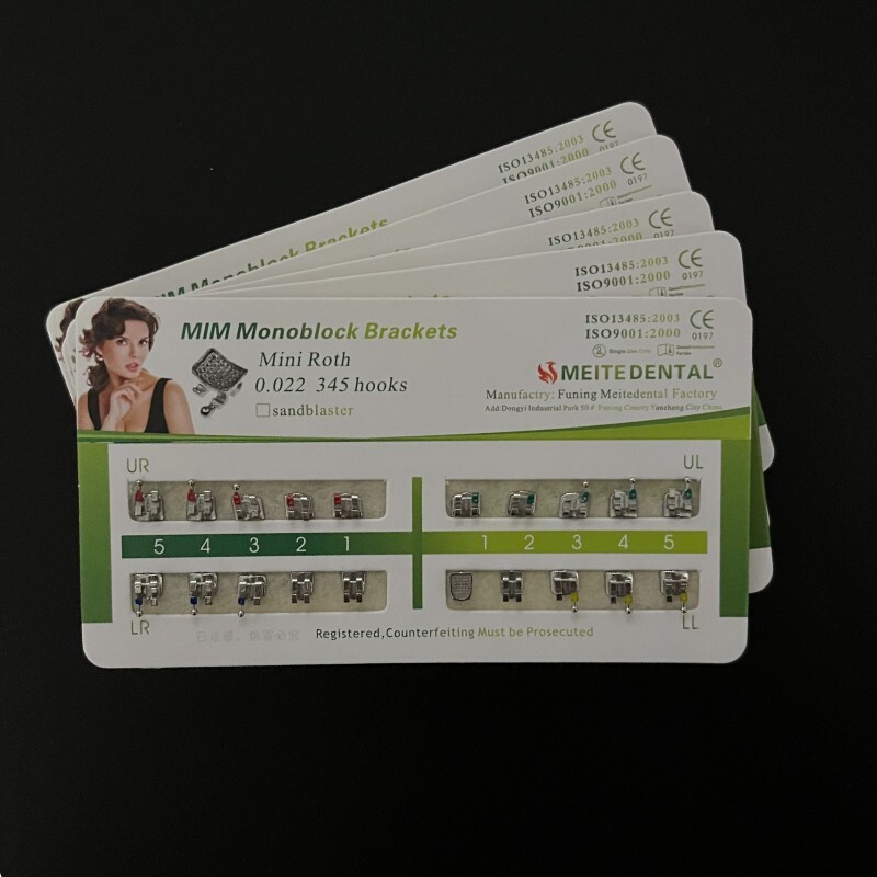 5 Sets Dental Metal Bracket MIM Monoblock Mini Roth 022 345 hooks Mesh Base