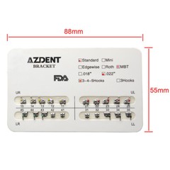 10 X Dental Orthodontic Metal Bracket Braces Standard MBT Slot 0.22 Hook 3-4-5